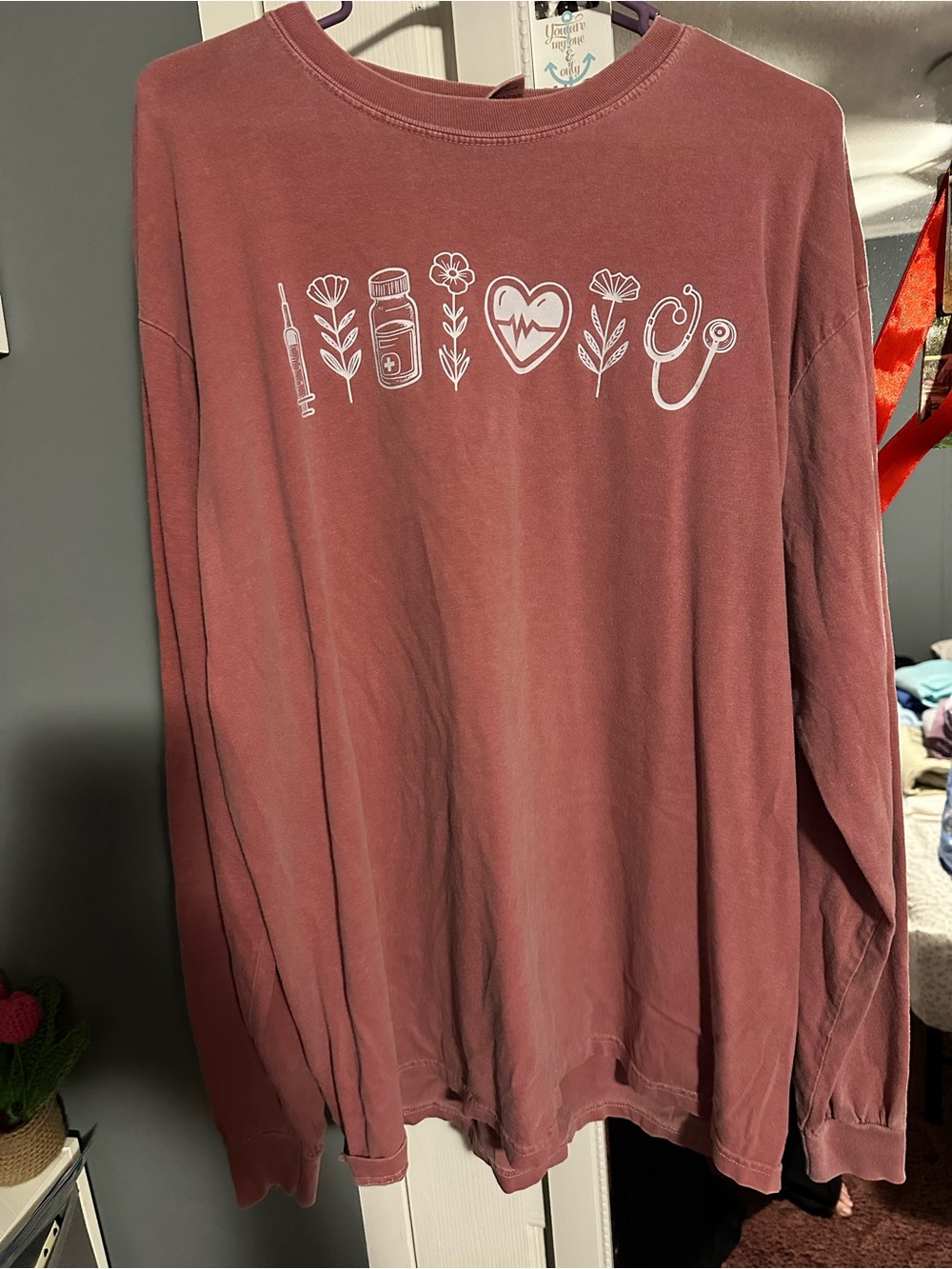 Women's Long Sleeve Nursing Graphic Sweatshirt - Dusty Rose